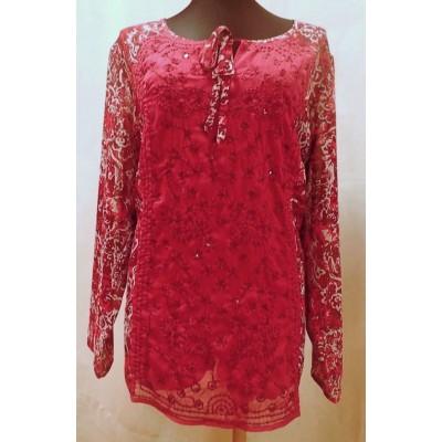 Blúzka s bordovou potlačou